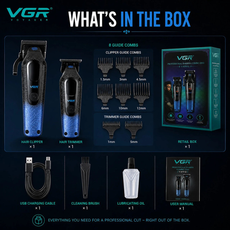 ست دو عددی ماشین اصلاح وی جی آر V-879S2