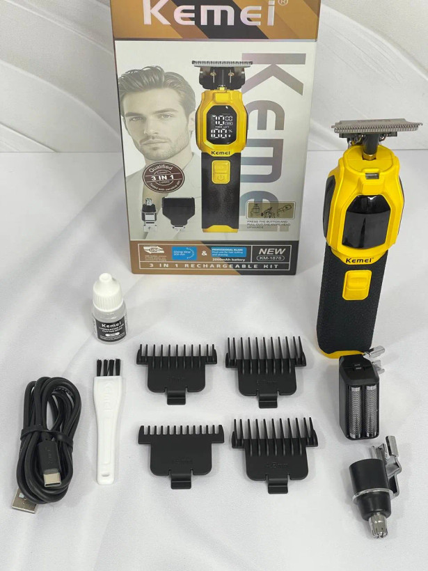 ماشین اصلاح اصل ۳ کاره کیمی (خط زن، موزن بینی و شیور) KM-1878